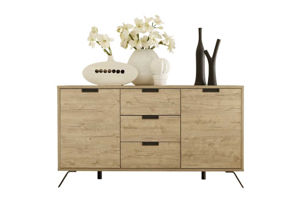 Buffet 2 portes et 3 tiroirs chêne 156 cm