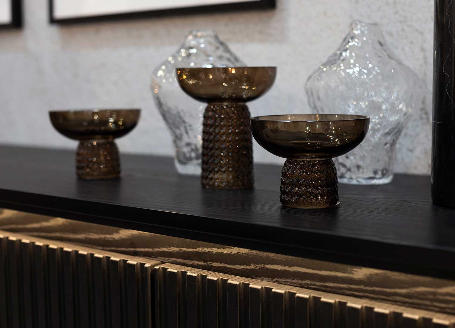 Buffet 2 portes et 3 tiroirs noir 166 cm