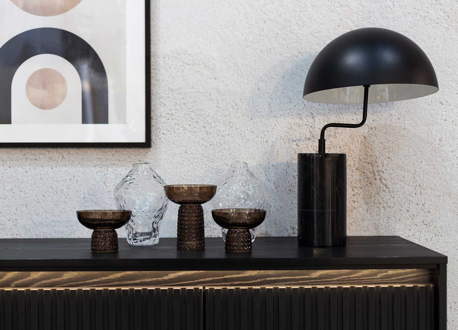 Buffet 2 portes et 3 tiroirs noir 166 cm