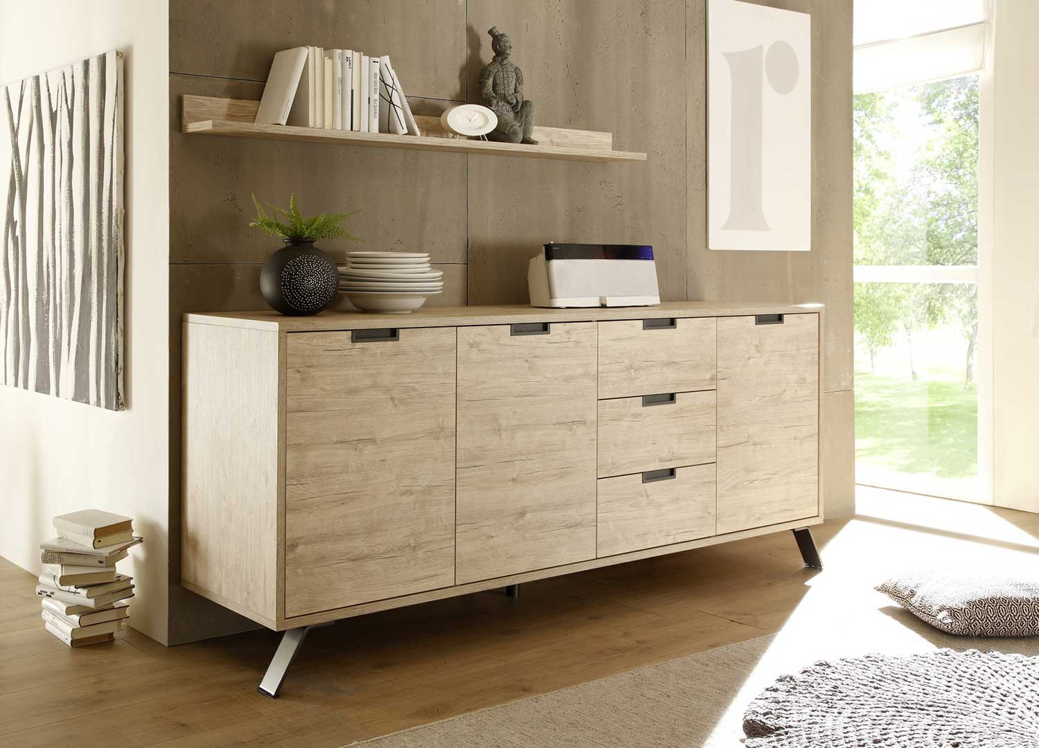 Buffet 3 portes et 3 tiroirs chêne 207 cm