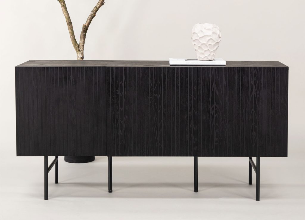 Buffet 3 portes noir bois contemporain