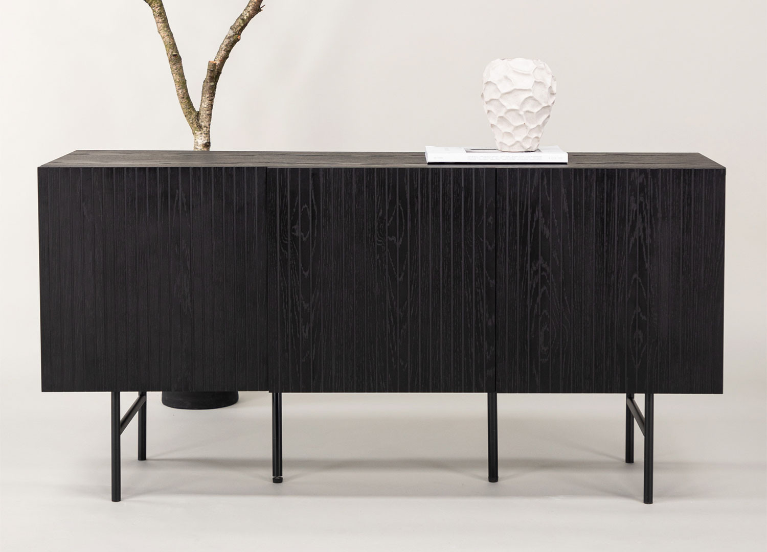 Buffet 3 portes noir bois contemporain
