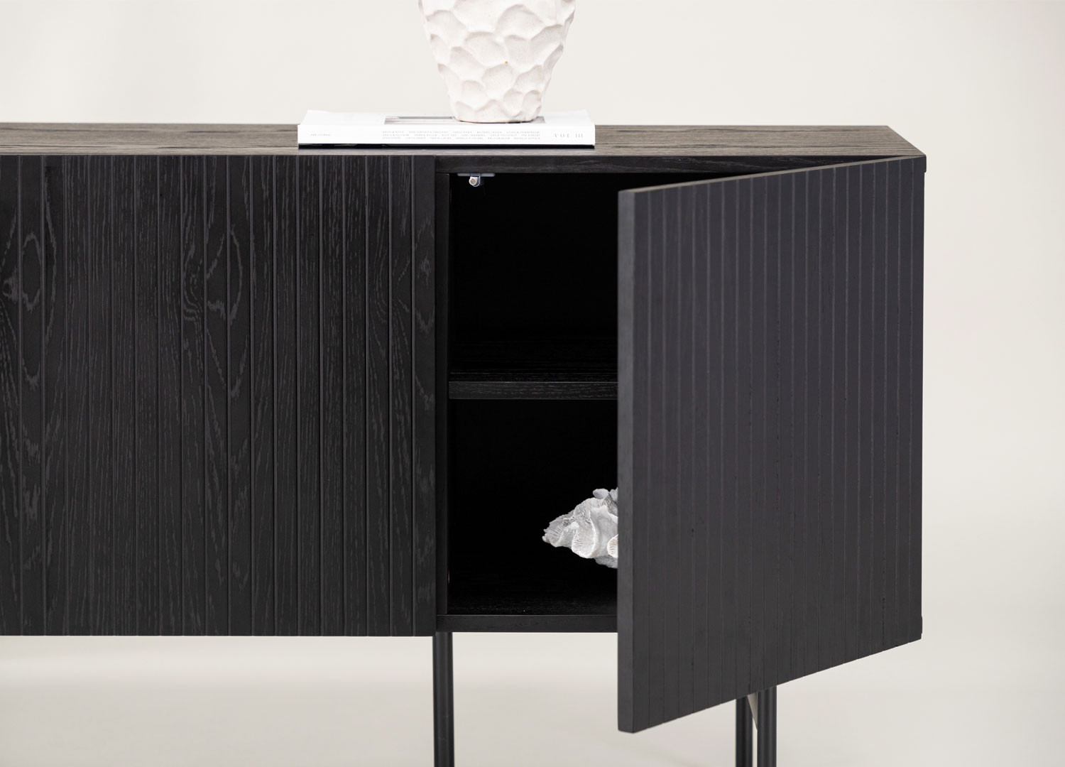 Buffet 3 portes noir bois contemporain