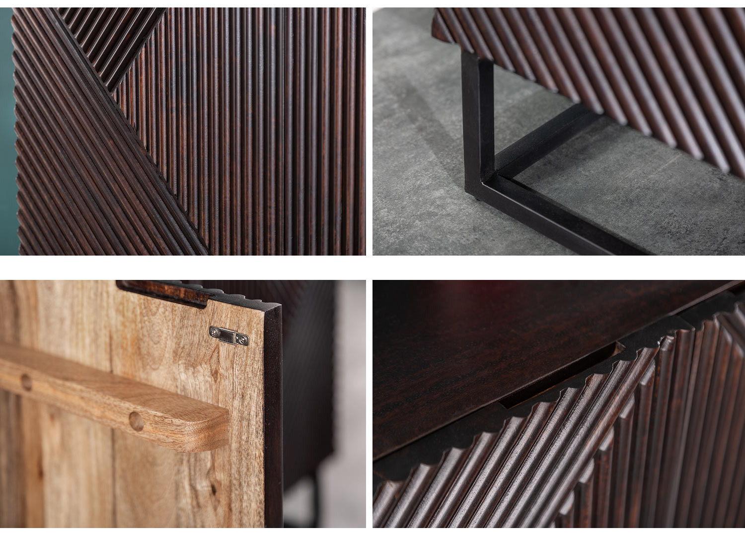 Buffet 4 portes en bois de manguier original