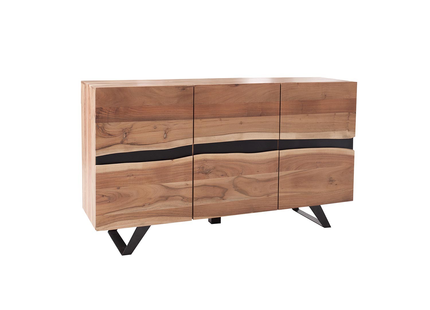 Buffet acacia massif et pieds métal 150 cm