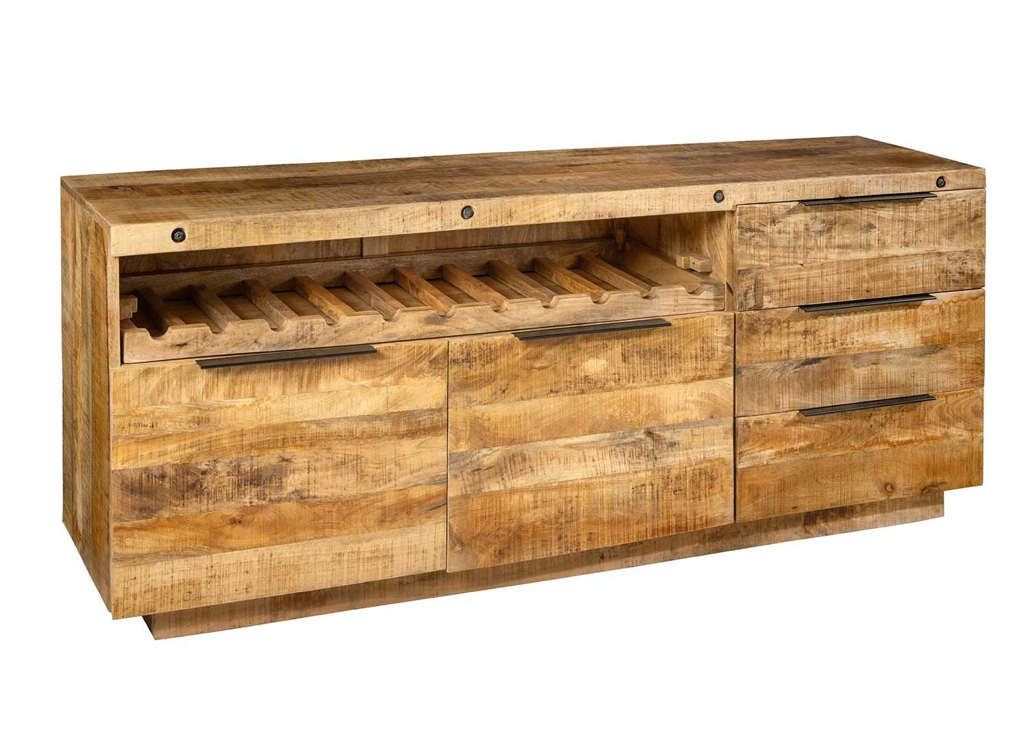 Buffet avec rangement à vin en bois de manguier Emery