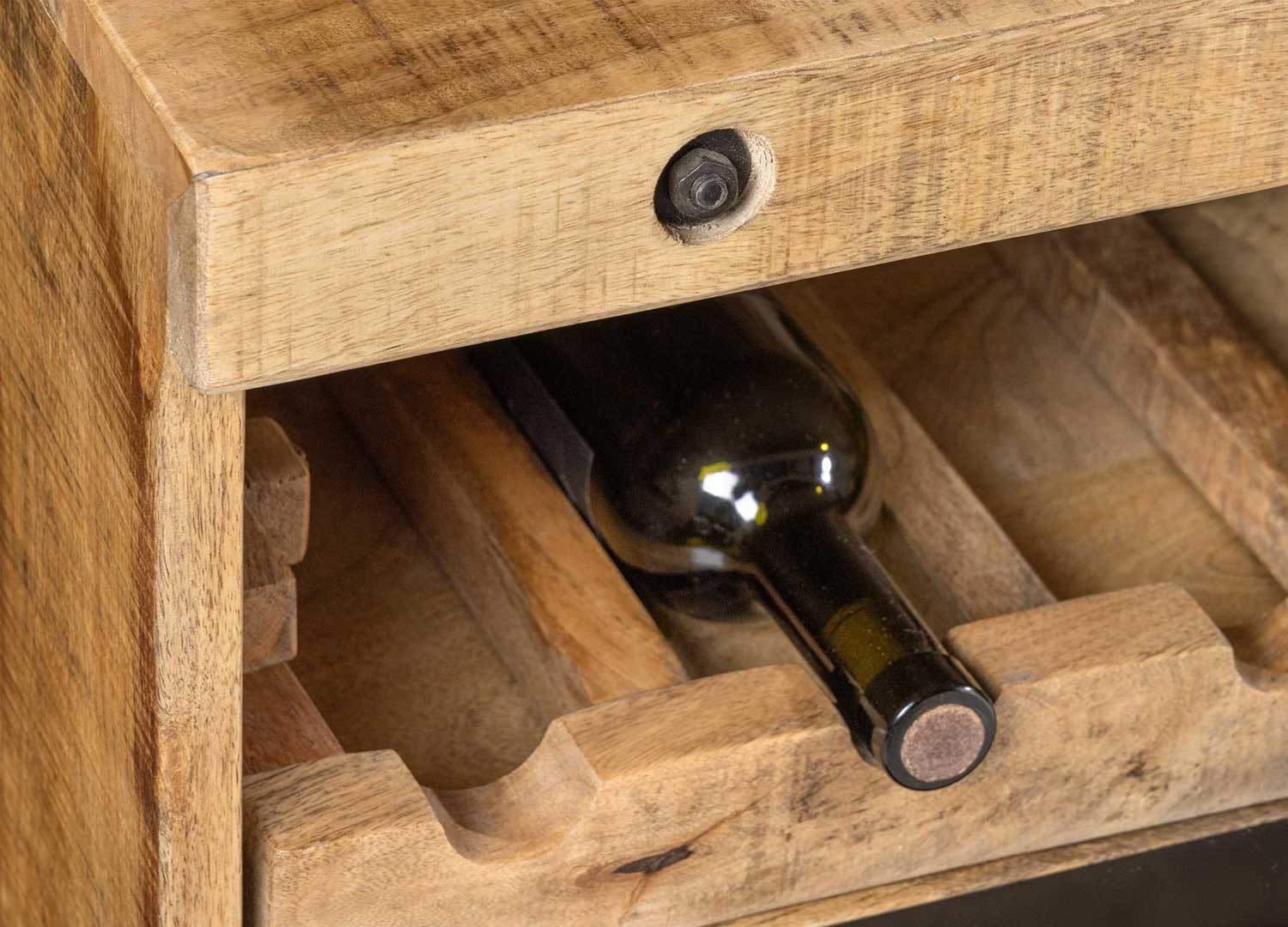 Buffet avec rangement à vin en bois de manguier Emery