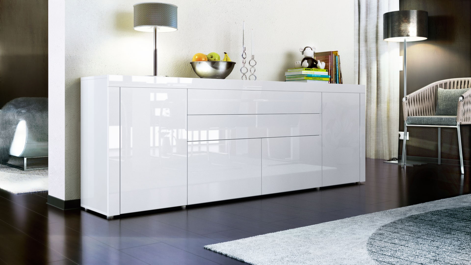 Buffet/Bahut 200 cm - 4 portes - 2 tiroirs