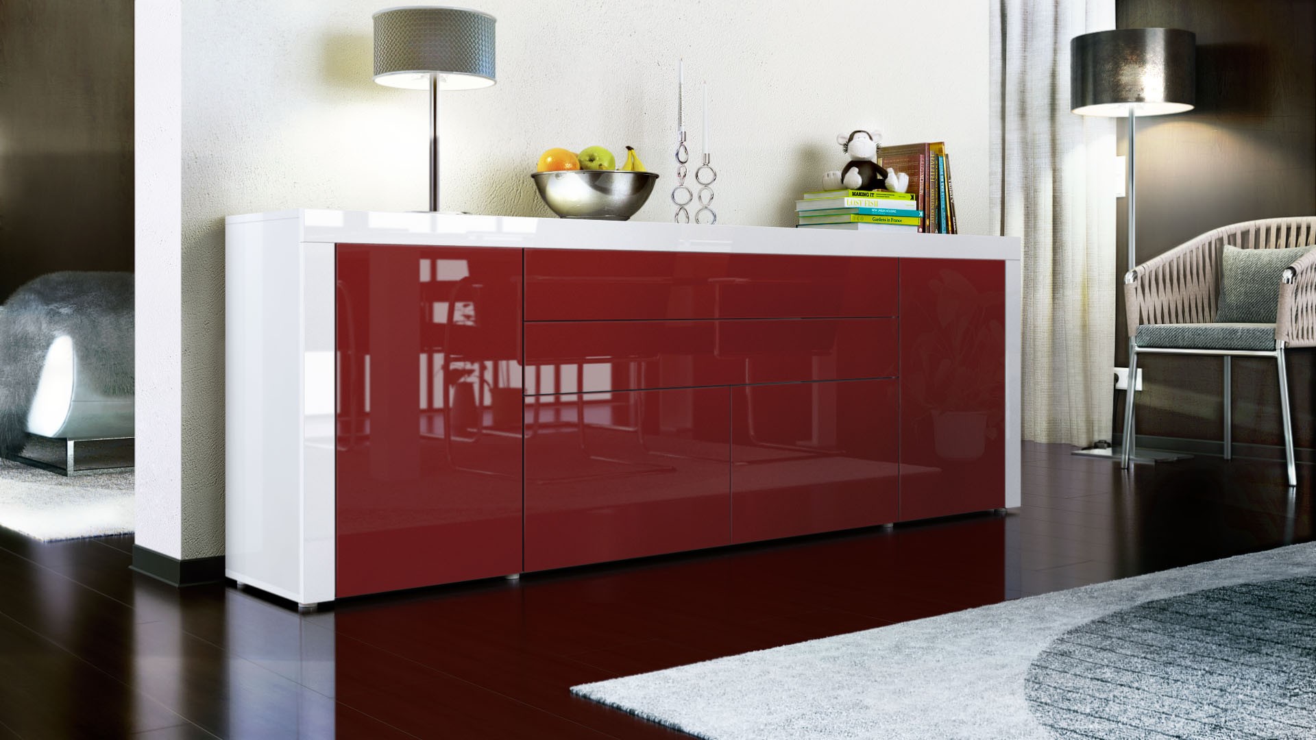 Buffet/Bahut 200 cm - 4 portes - 2 tiroirs