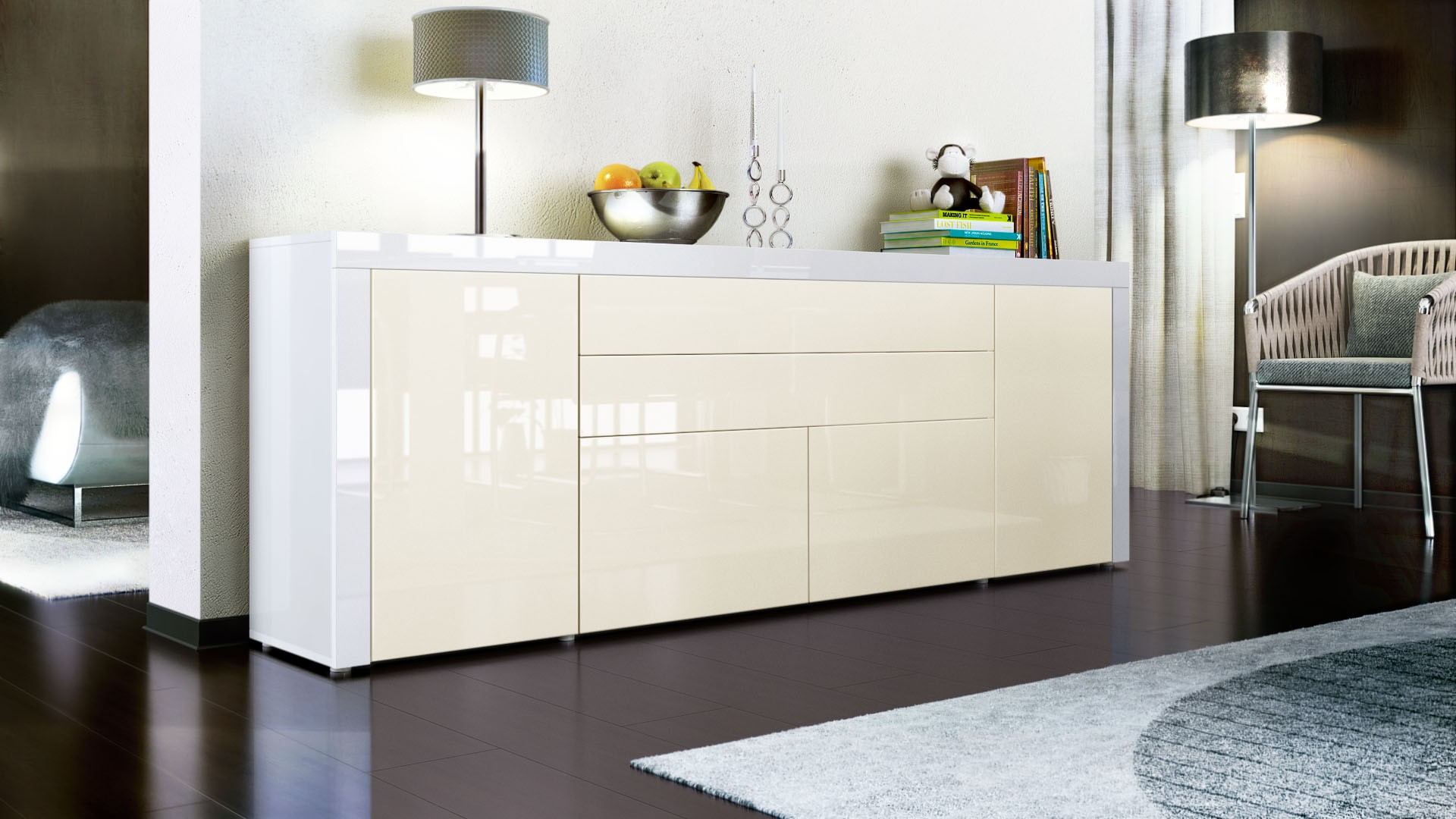 Buffet/Bahut 200 cm - 4 portes - 2 tiroirs