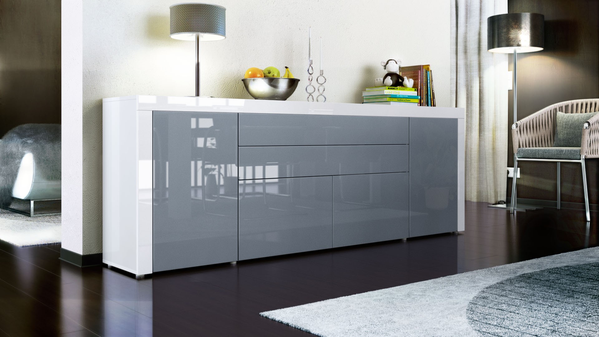 Buffet/Bahut 200 cm - 4 portes - 2 tiroirs