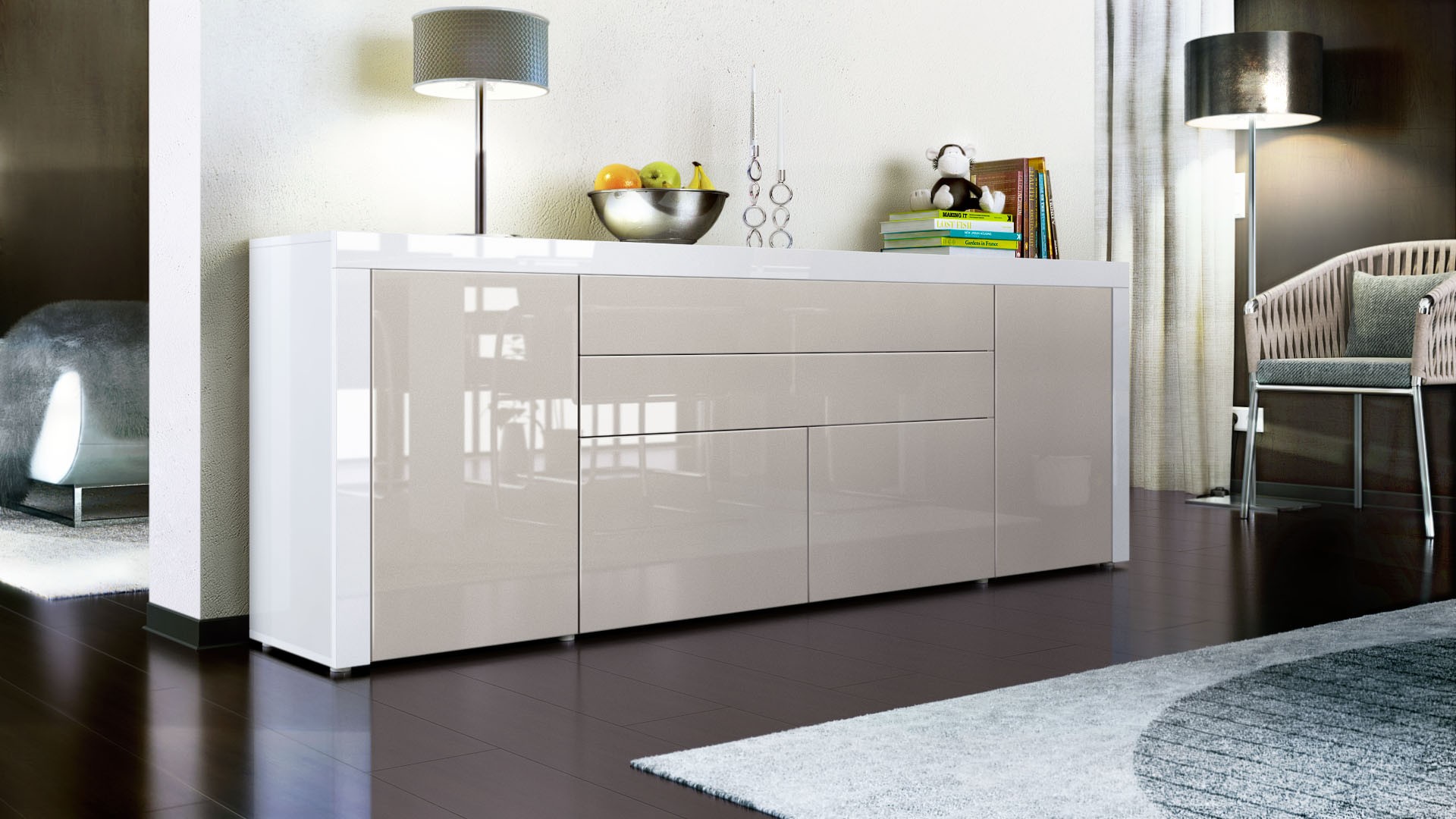 Buffet/Bahut 200 cm - 4 portes - 2 tiroirs