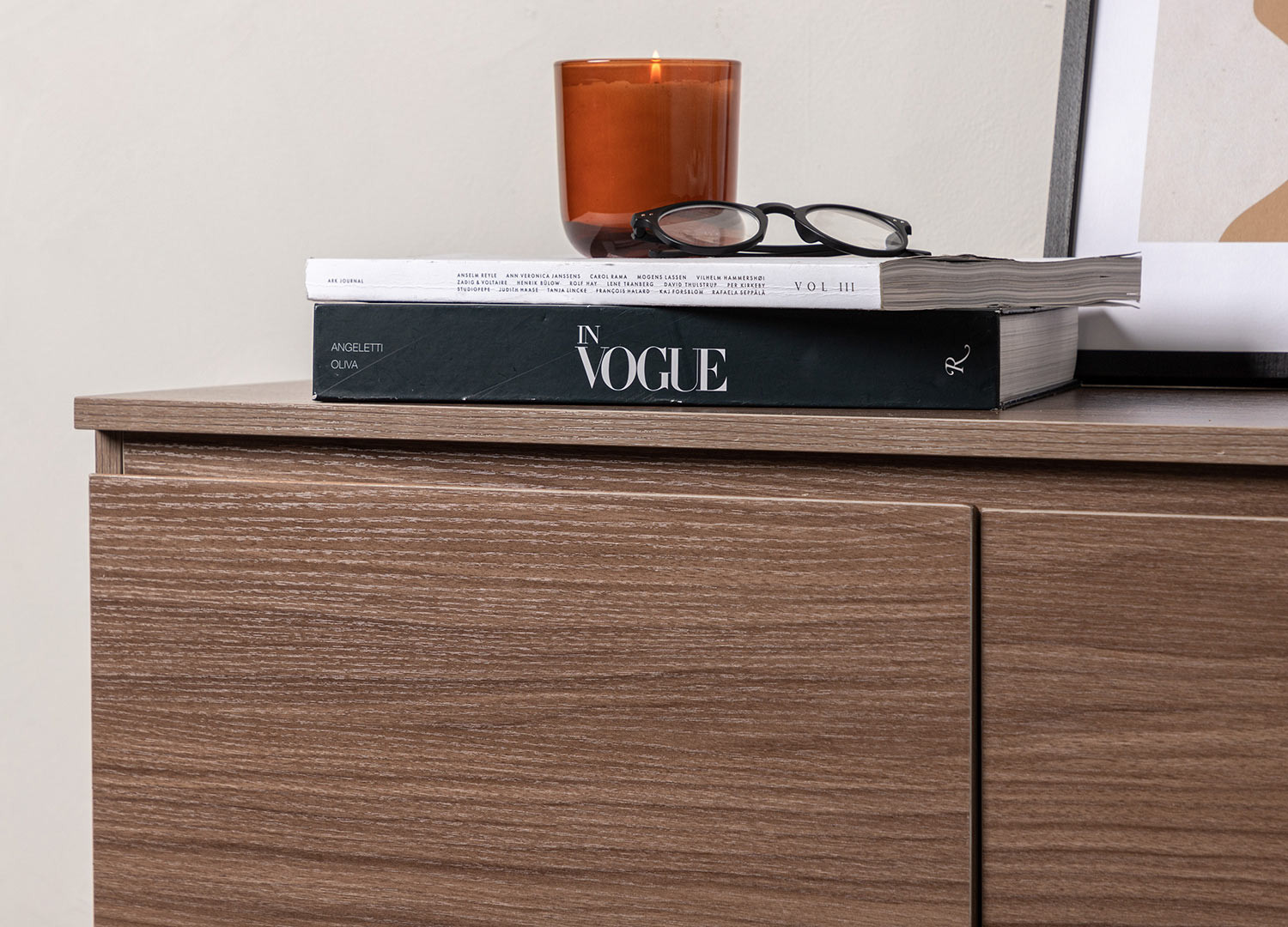 Buffet bas de rangement noyer 138 cm