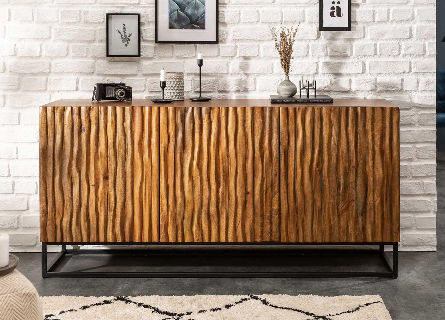 Buffet bois de manguier 160 cm 3 portes