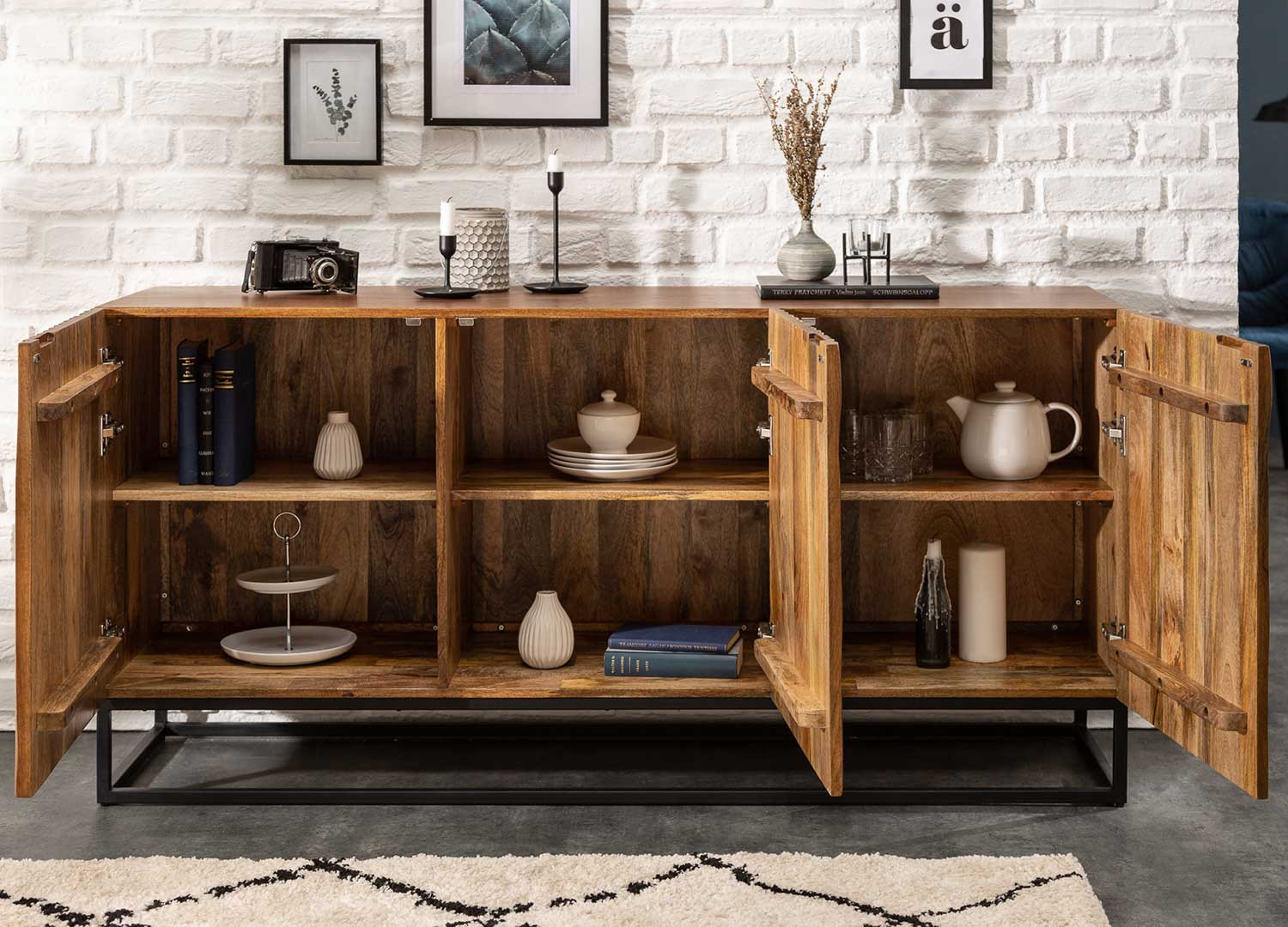 Buffet bois de manguier 160 cm 3 portes