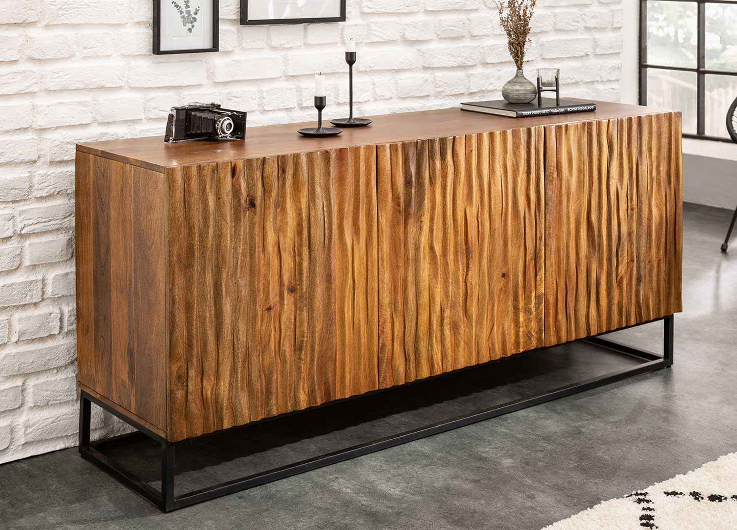 Buffet bois de manguier 160 cm 3 portes