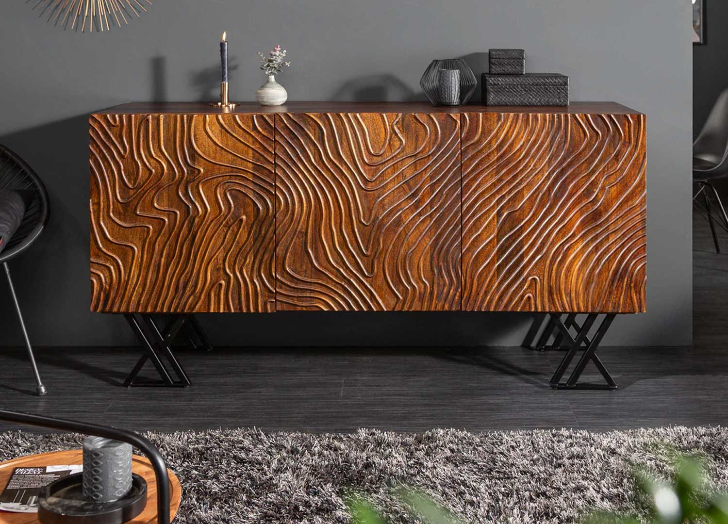 Buffet bois de manguier brun 160 cm Stone
