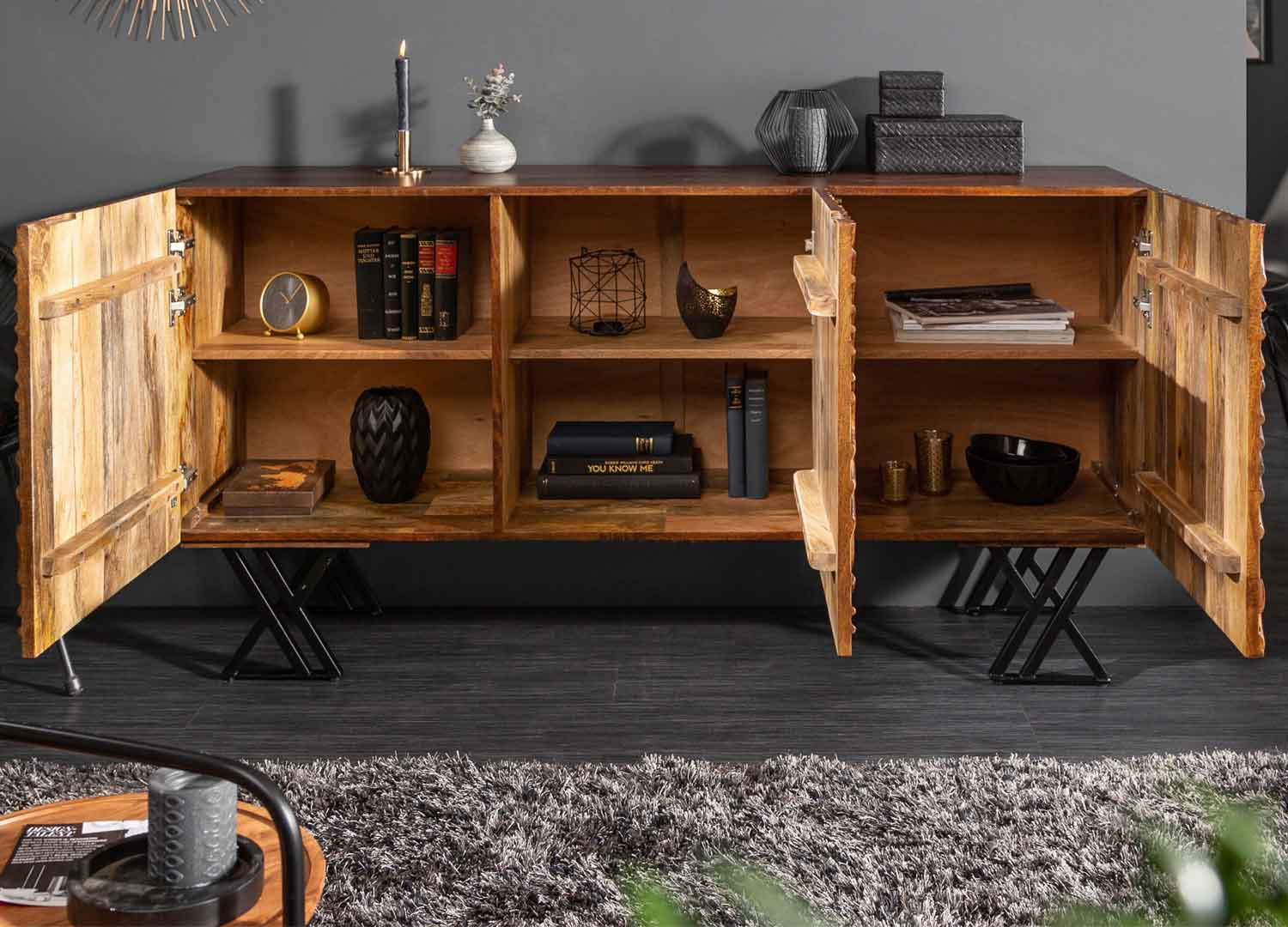 Buffet bois de manguier brun 160 cm Stone