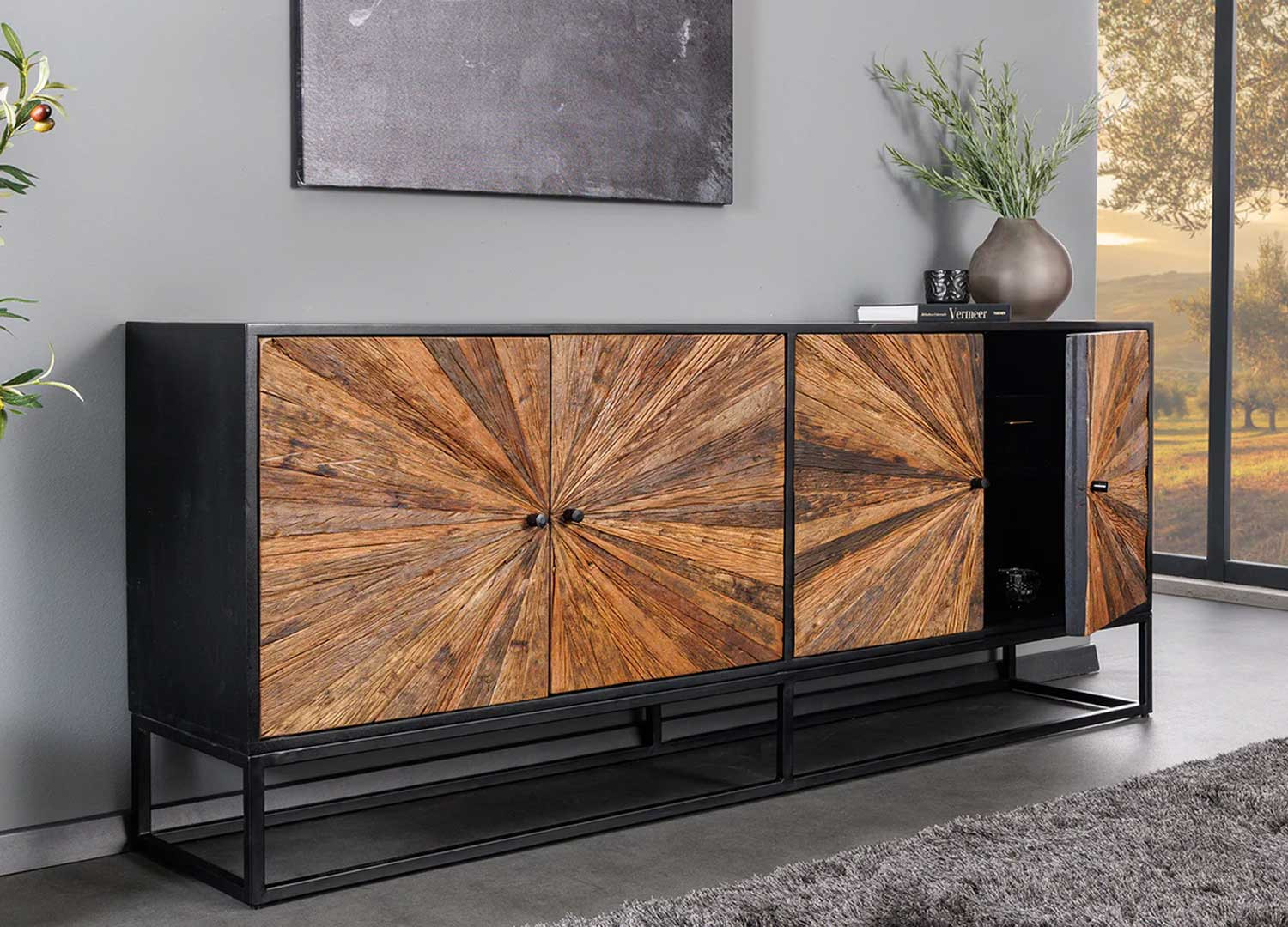 Buffet bois de manguier et bois de teck 4 portes Taylor