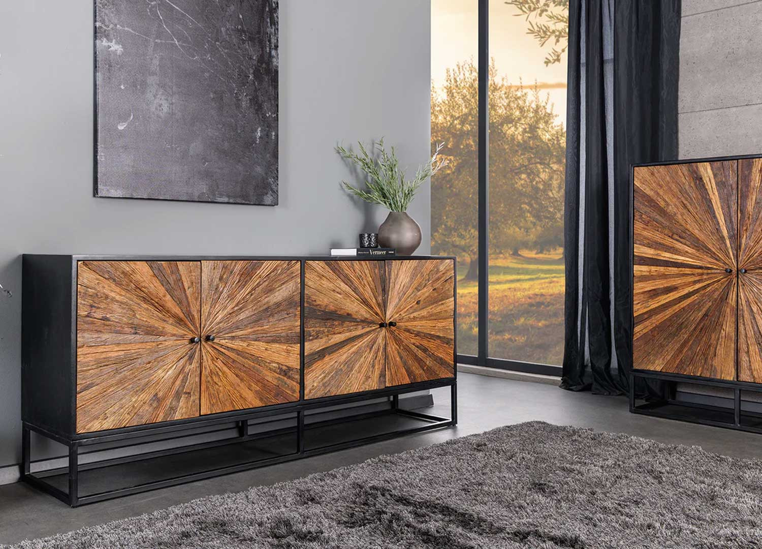 Buffet bois de manguier et bois de teck 4 portes Taylor