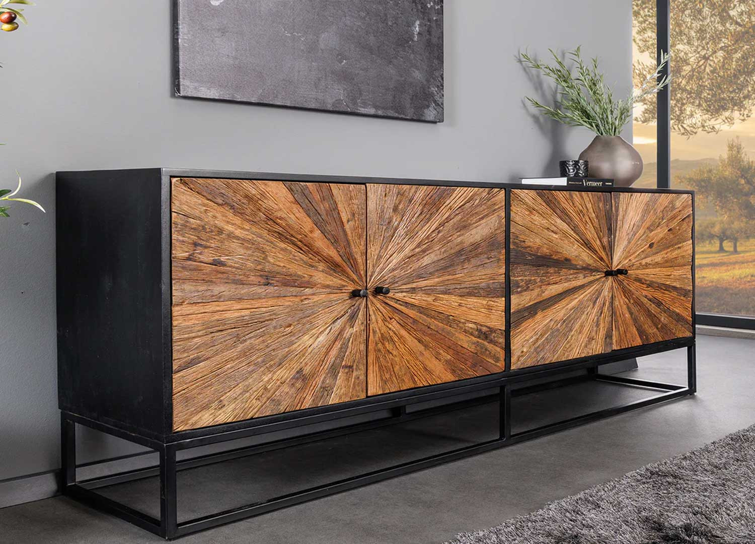 Buffet bois de manguier et bois de teck 4 portes Taylor