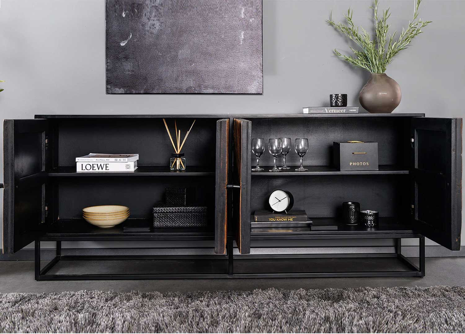 Buffet bois de manguier et bois de teck 4 portes Taylor