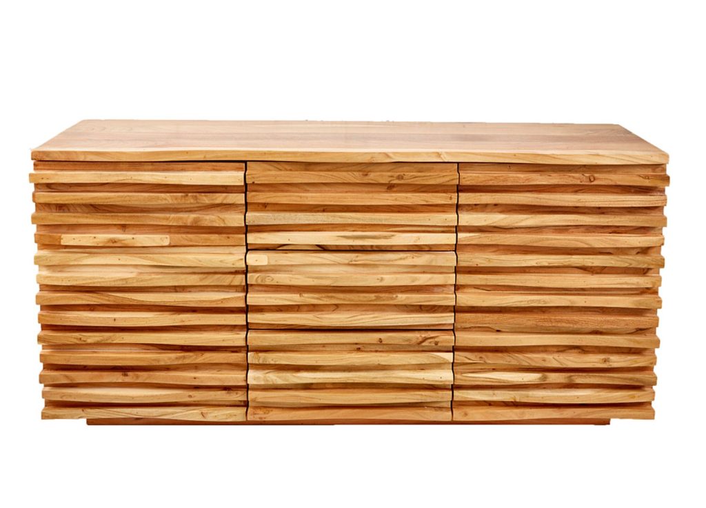 Buffet bois massif d'acacia 2 portes et 3 tiroirs 1m60