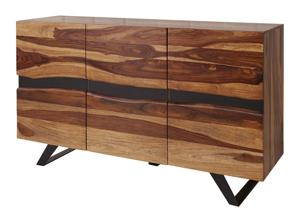 Buffet bois massif sesham et pieds métal 150 cm