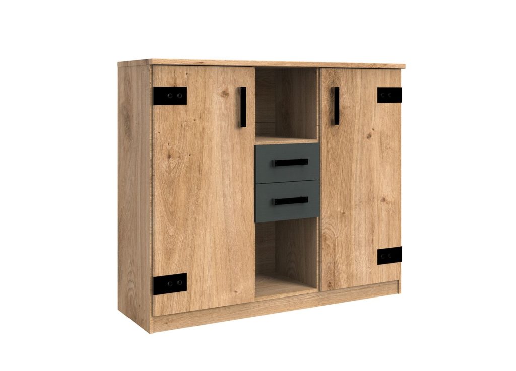 Buffet de rangement 2 portes, 2 tiroirs et 2 compartiments