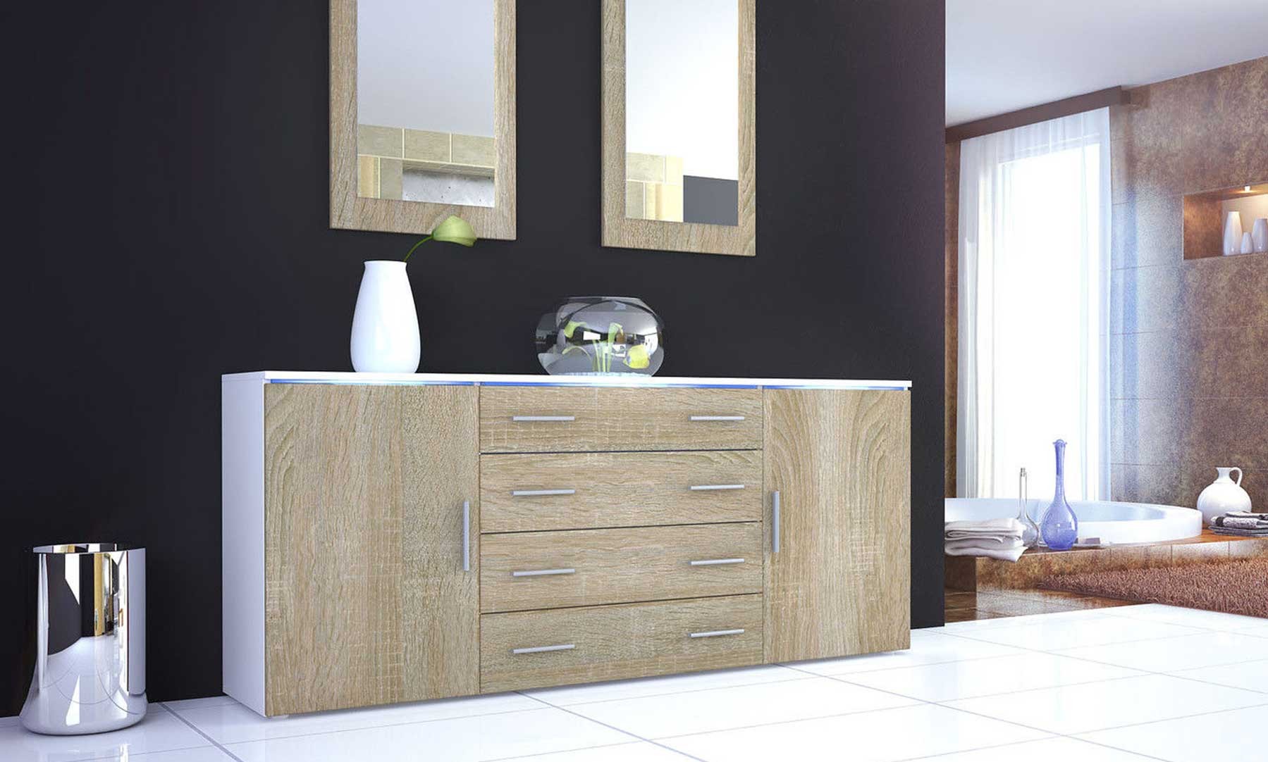 Buffet design 4 tiroirs et 2 portes