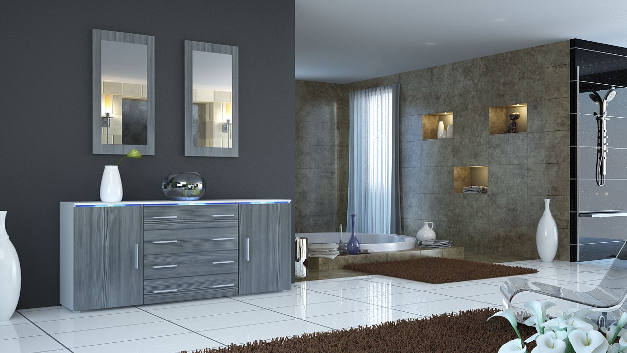 Buffet design 4 tiroirs et 2 portes