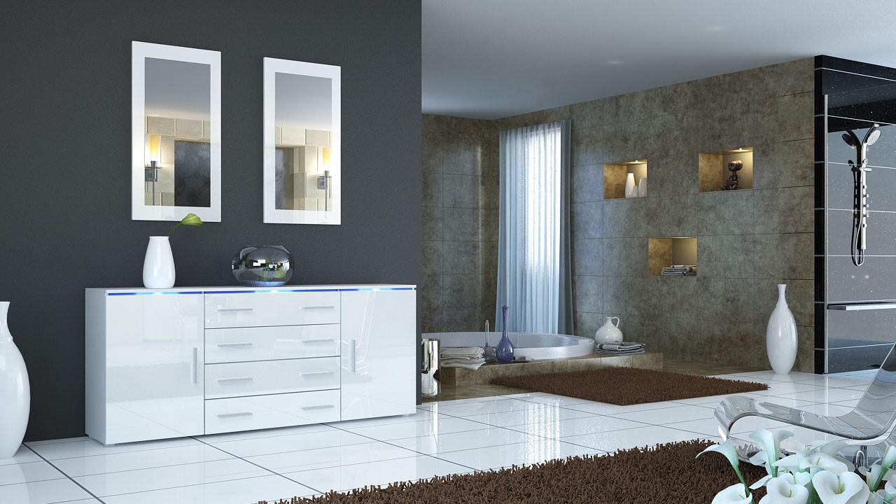 Buffet design 4 tiroirs et 2 portes