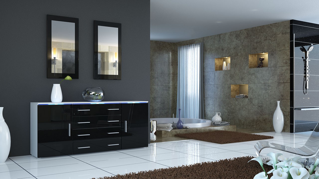 Buffet design 4 tiroirs et 2 portes