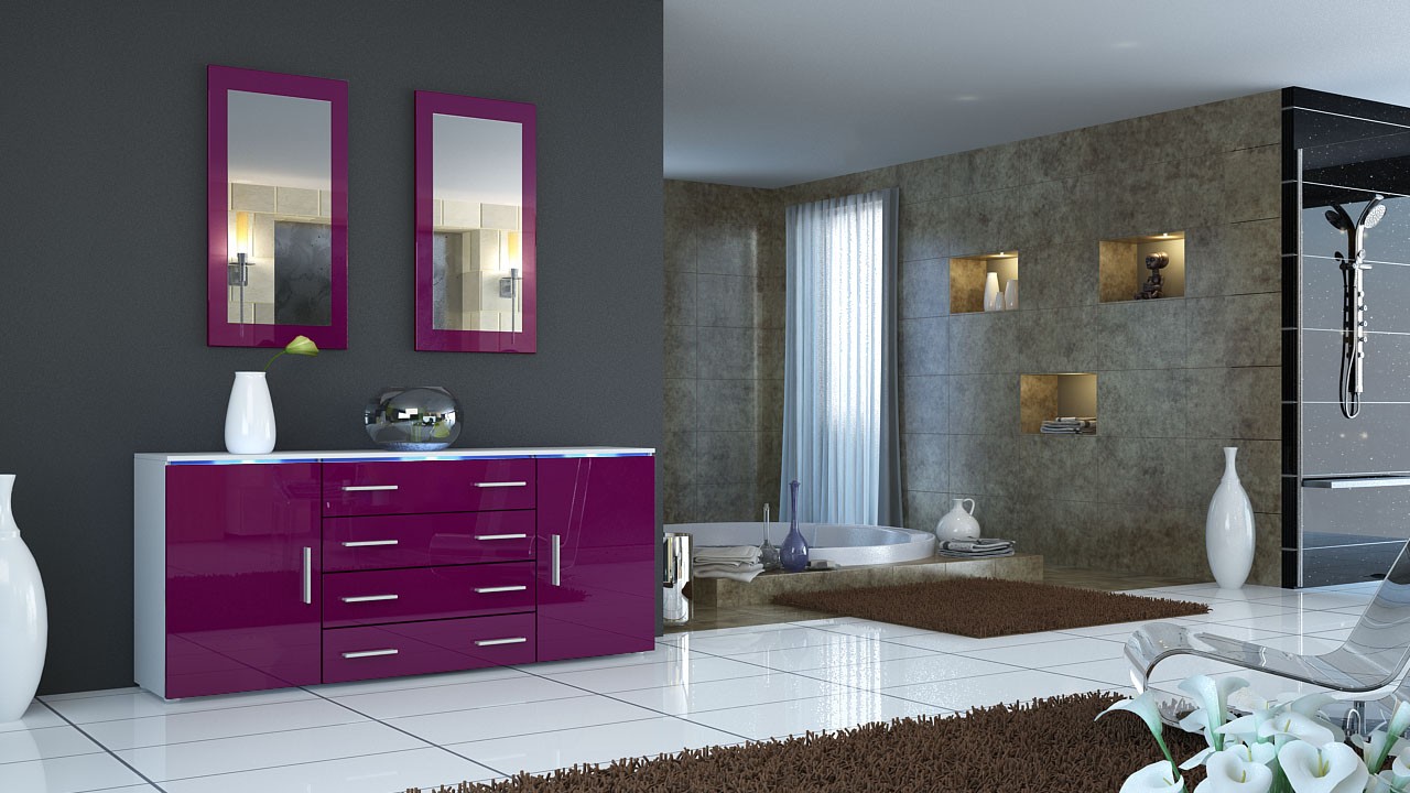 Buffet design 4 tiroirs et 2 portes