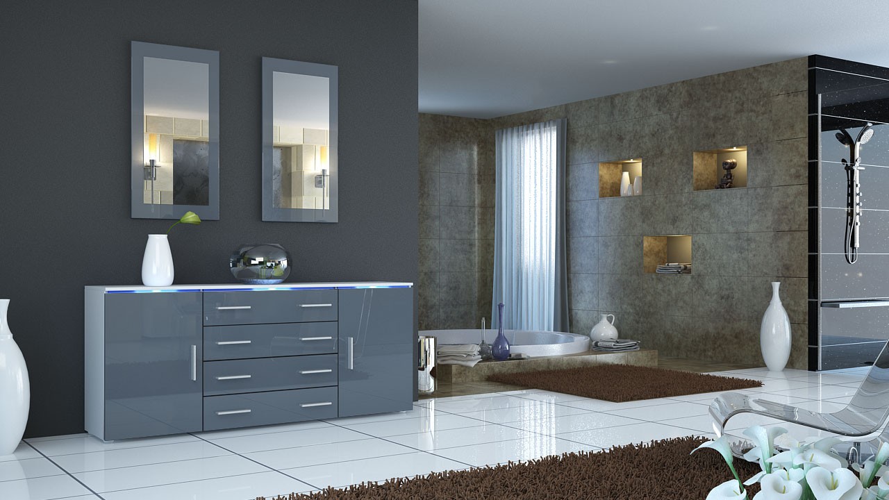 Buffet design 4 tiroirs et 2 portes