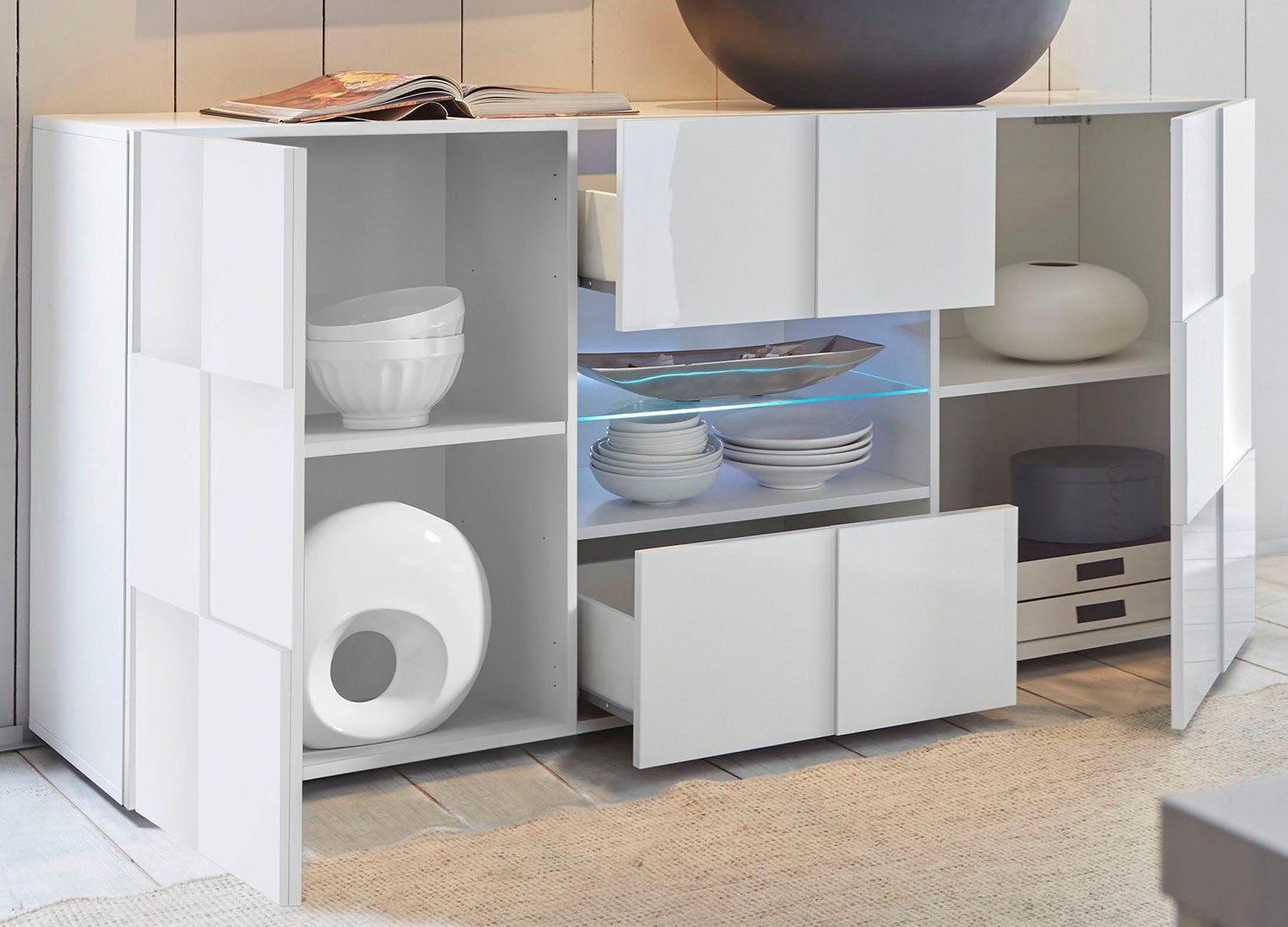 Buffet design blanc laqué 181 cm