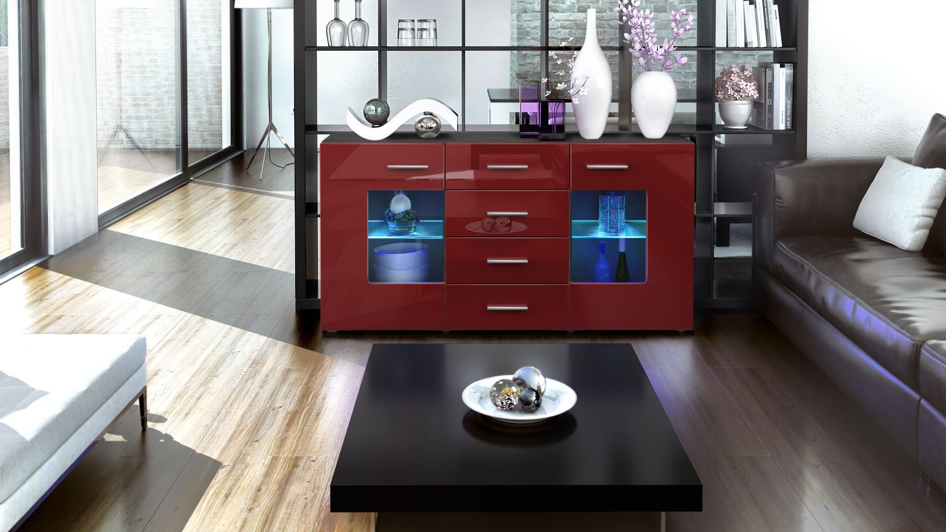 Buffet design noir 4 tiroirs