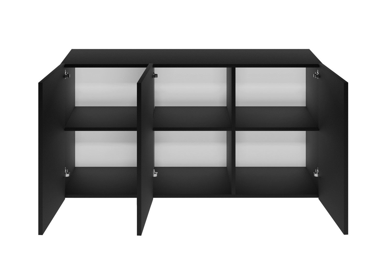 Buffet design suspendu noir 160 cm 3 portes