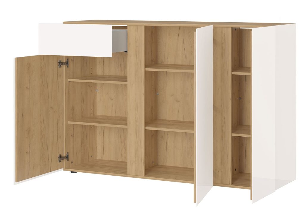 Buffet design verre cachemire 3 portes et 1 tiroir