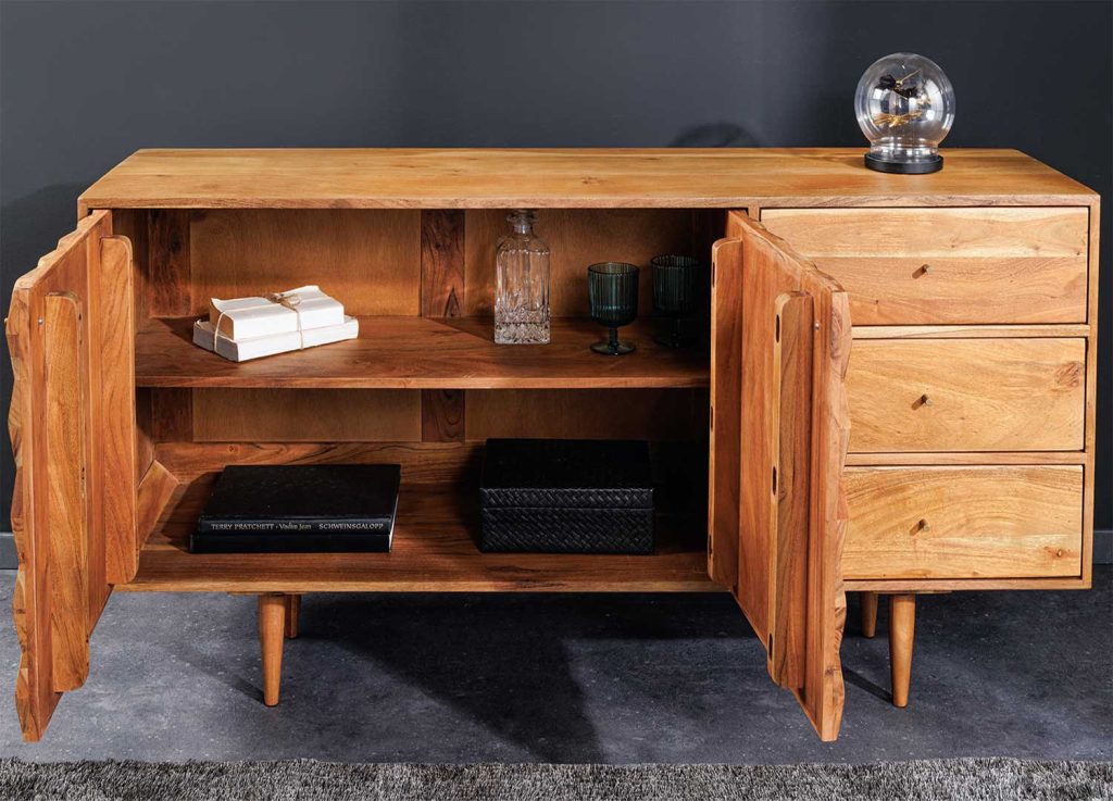 Buffet en acacia 2 portes et 3 tiroirs 145 cm Yuki