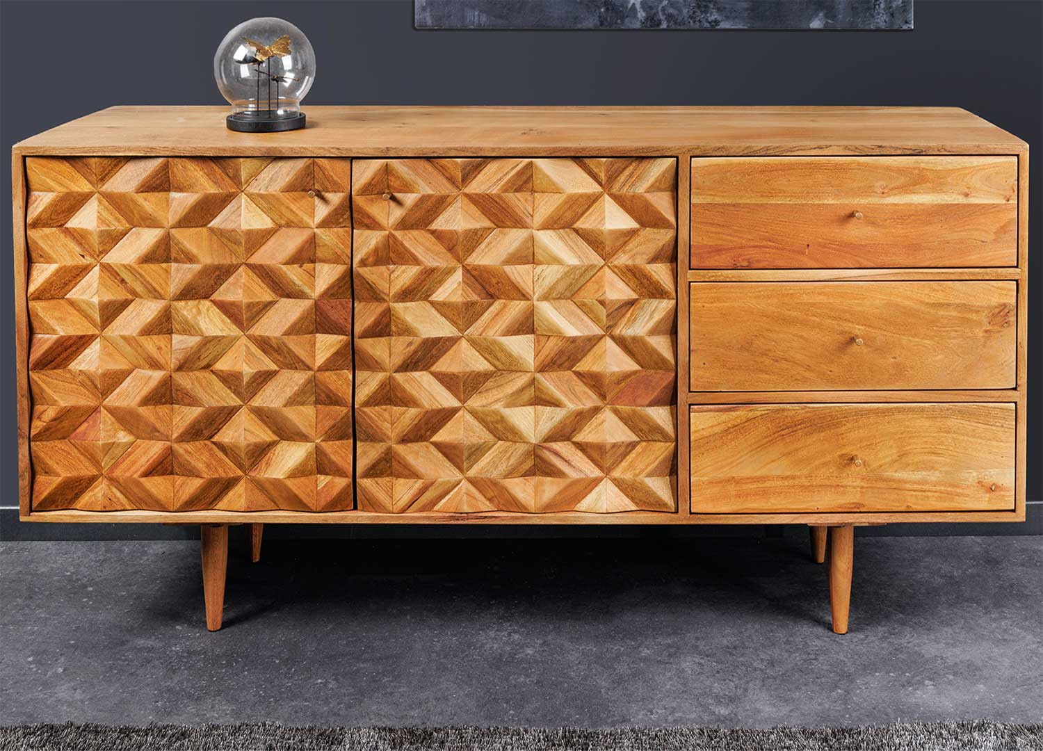 Buffet en acacia 2 portes et 3 tiroirs 145 cm Yuki