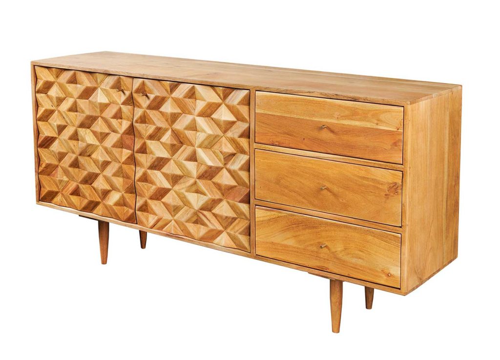 Buffet en acacia 2 portes et 3 tiroirs 145 cm Yuki