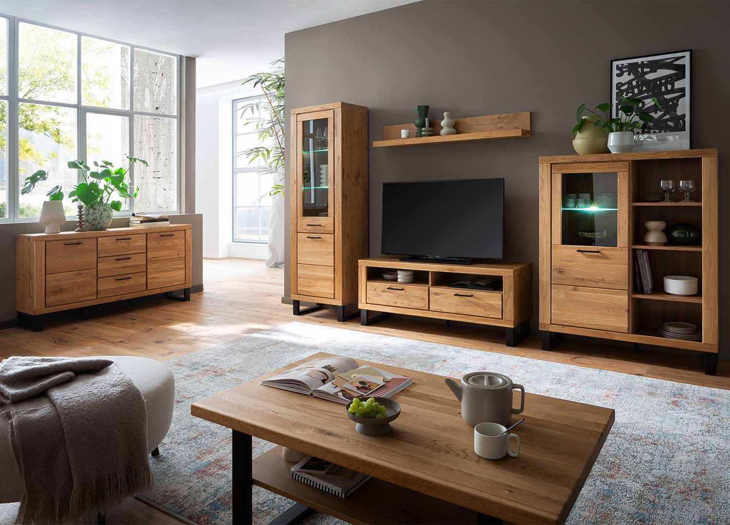 Buffet en bois 2 portes et 3 tiroirs Jambo