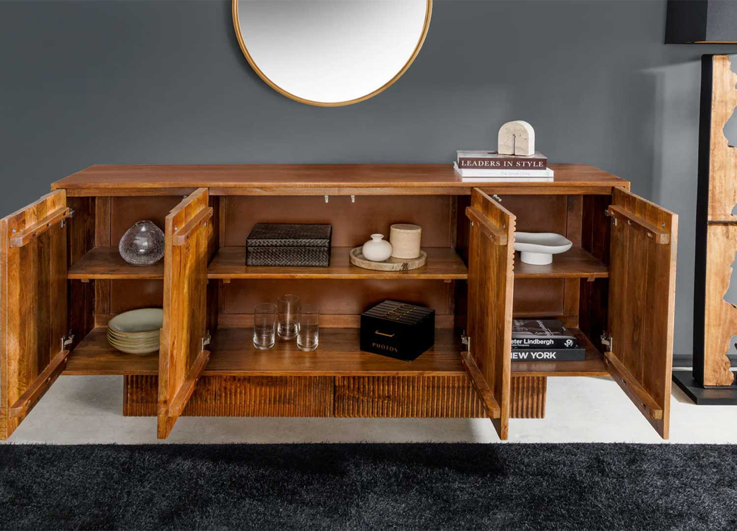 Buffet en bois de manguier marron 170 cm Davis