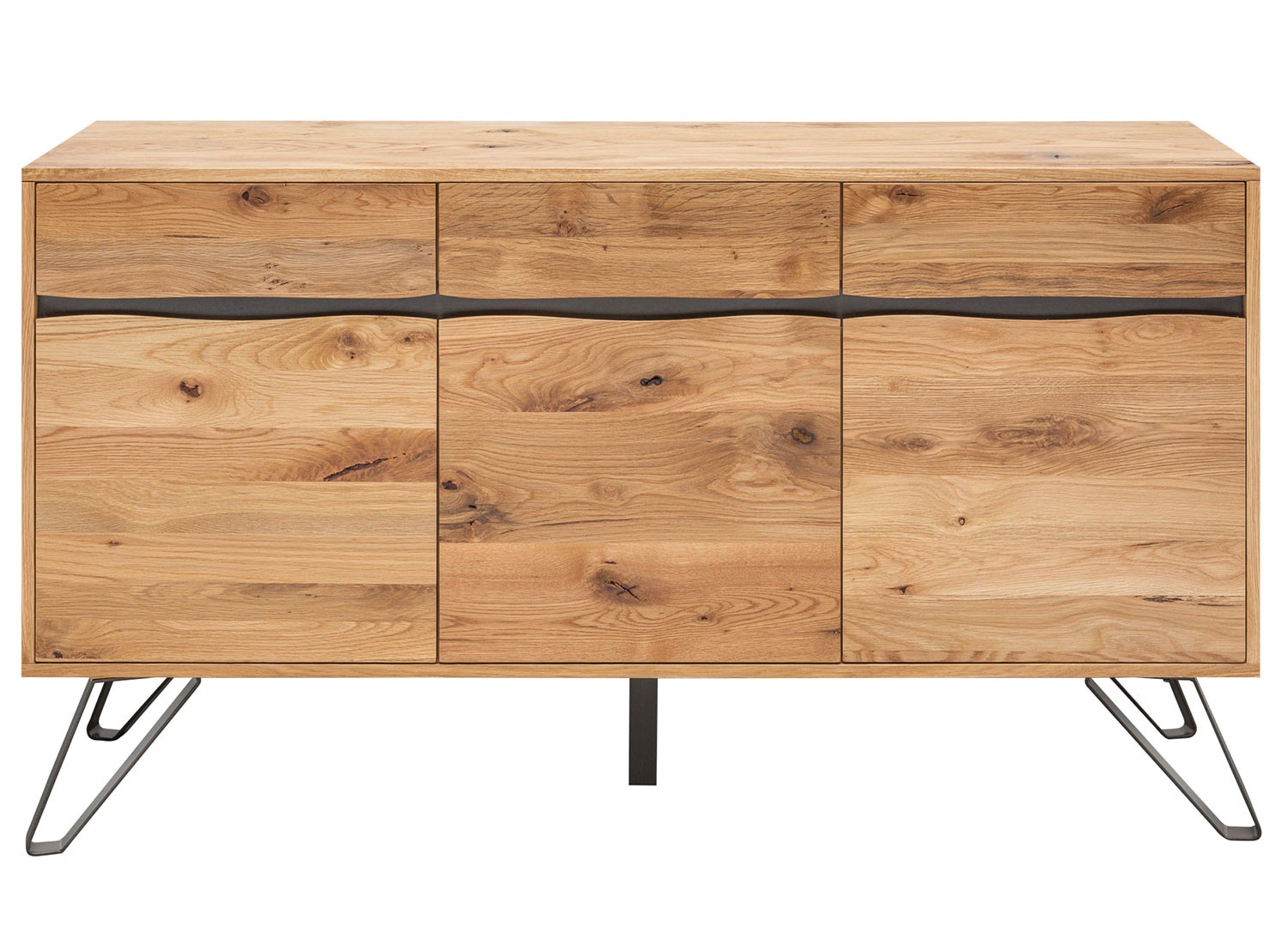 Buffet en bois massif et pied métal 160 cm