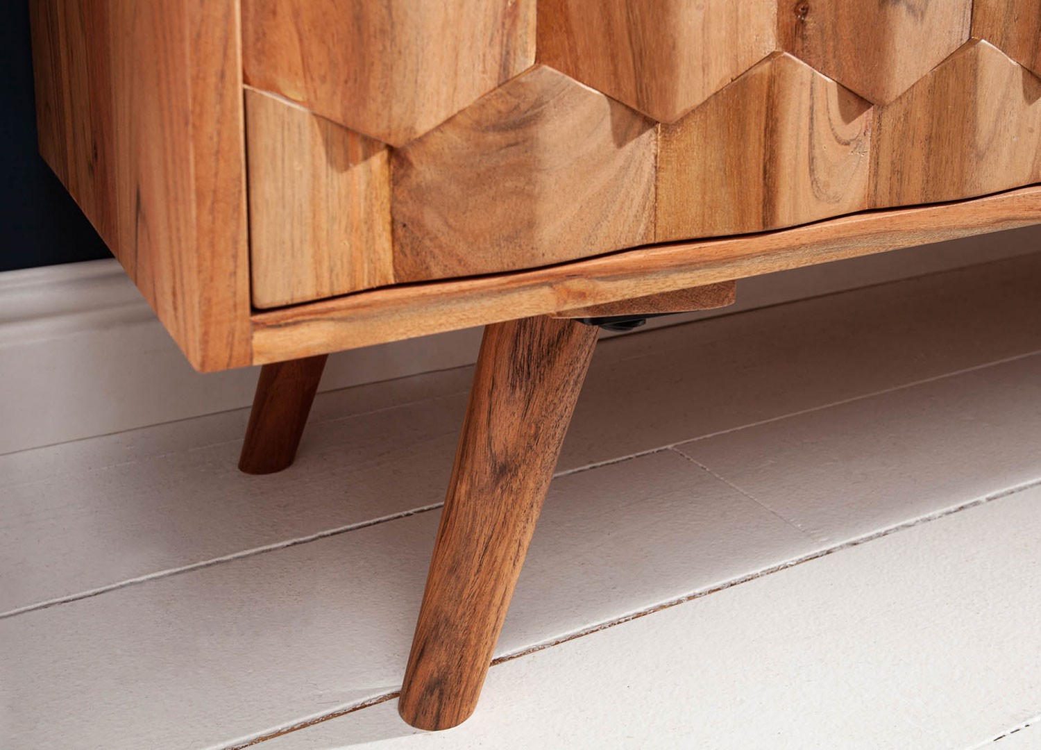 Buffet en bois massif d'acacia à motifs mosaïque 2 portes et 4 tiroirs