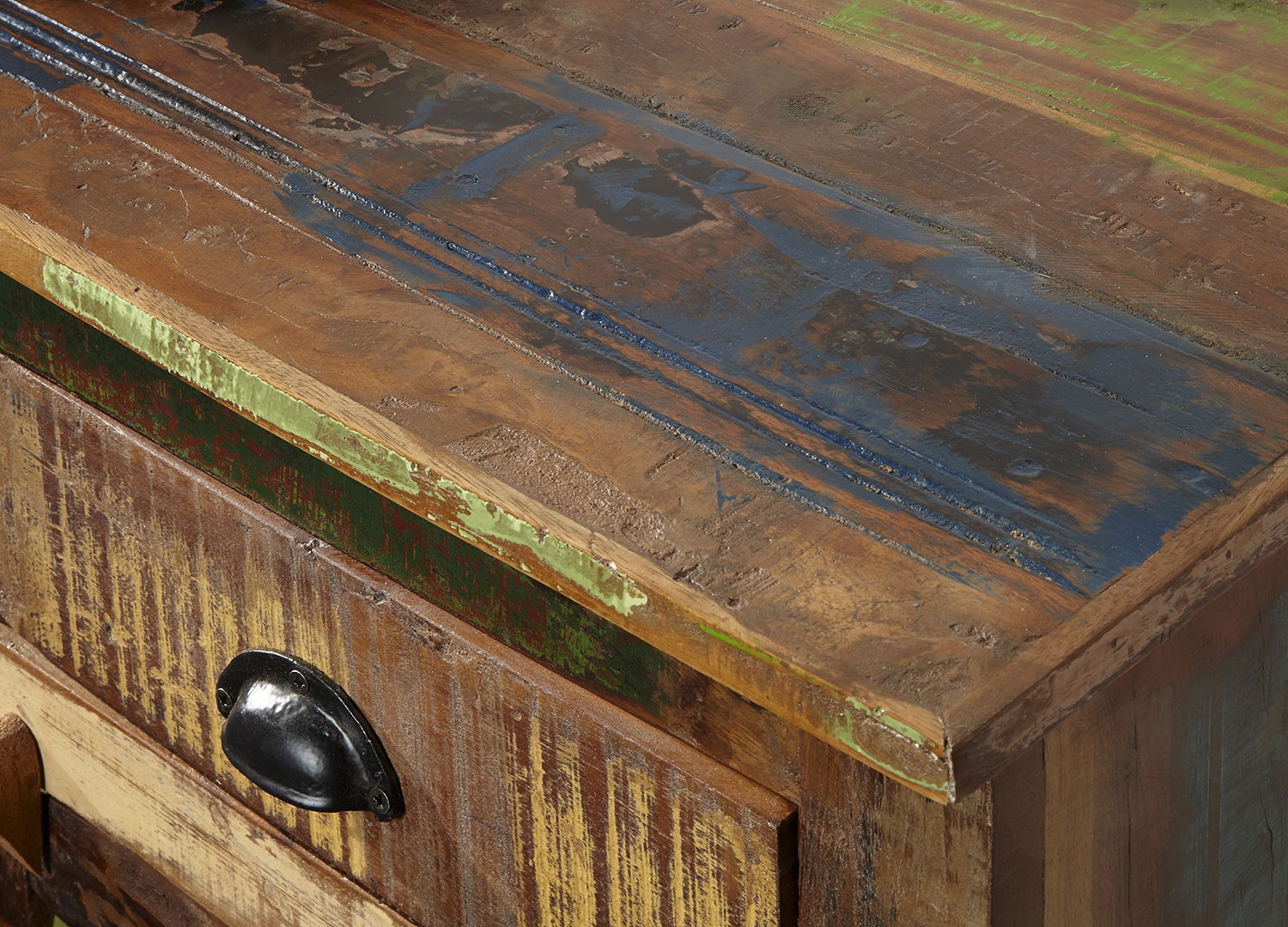 Buffet en bois recyclé coloré 1m60