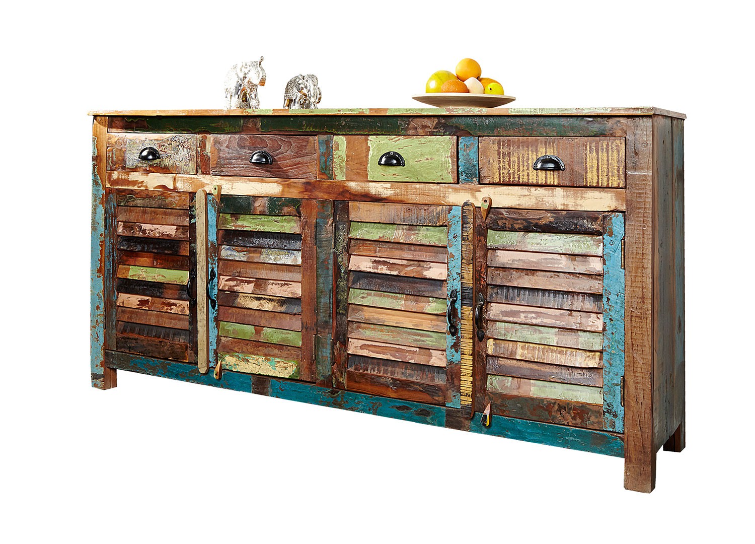 Buffet en bois recyclé coloré 1m60