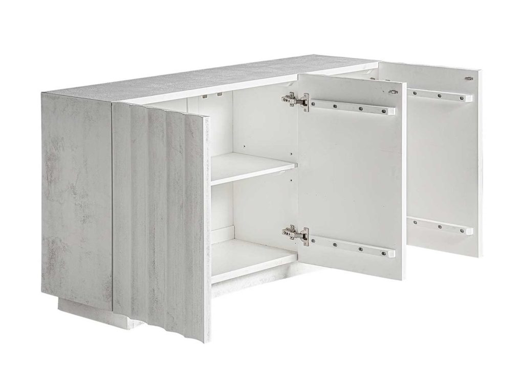 Buffet en résine blanche 140 cm 3 portes Lumina