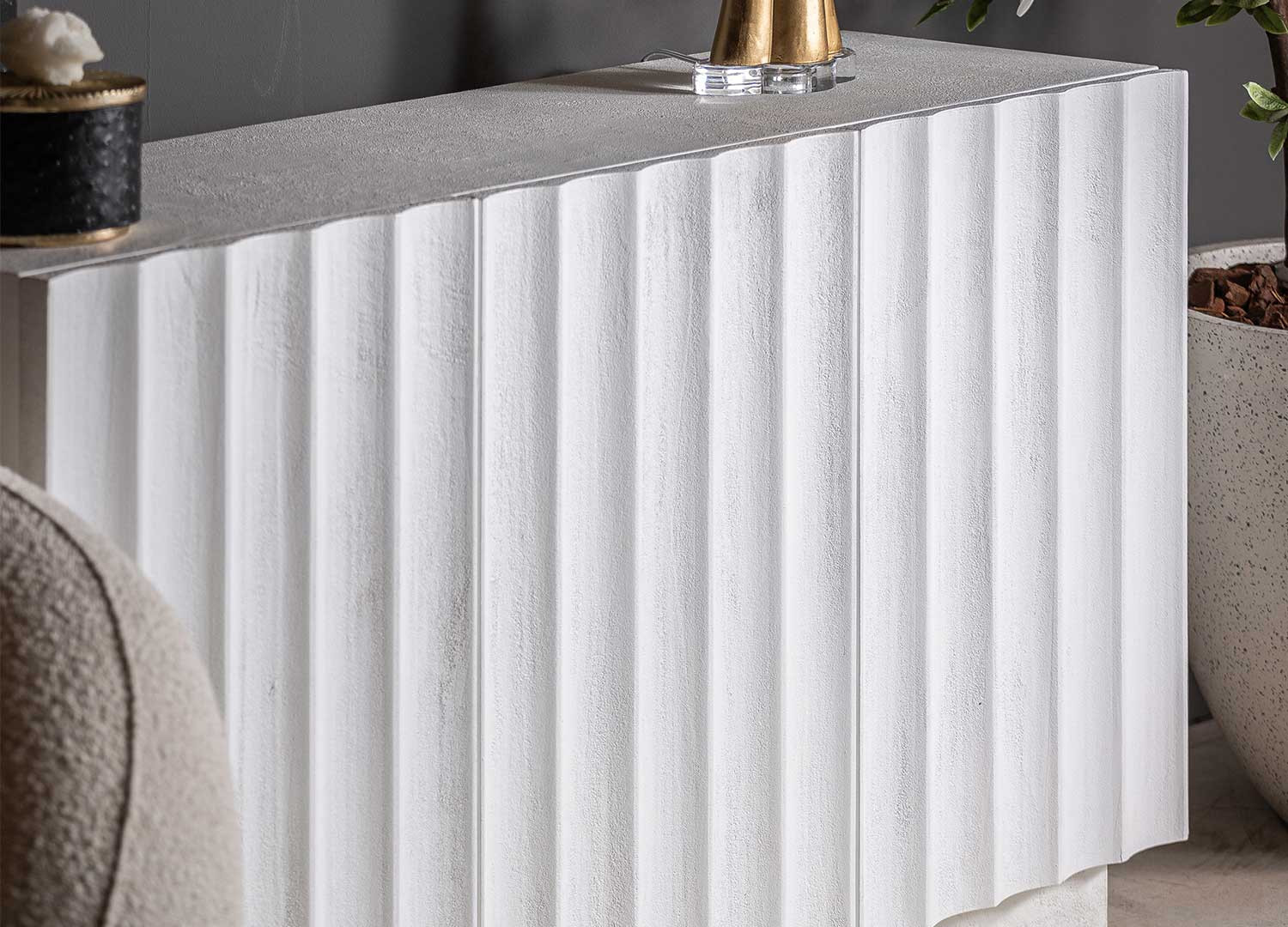 Buffet en résine blanche 140 cm 3 portes Lumina